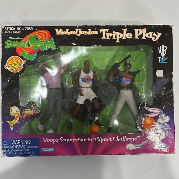Michael Jordan Space Jam Movie Triple Play Box Set NOS Deadstock 1996 Playmates - Picture 1 of 7